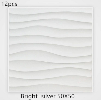 3D solid background wall panel Bright silverB12pc 50X50 0 - Tophatter Daily Deals