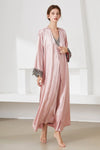 Contrast Lace Trim Satin Night Dress and Robe Set Loungewear Sets - Tophatter Daily Deals