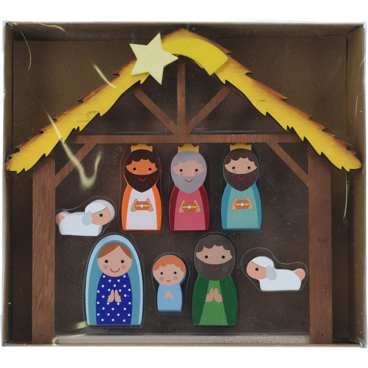 Wooden Nativity Scene with Mini Figures & Stable | Christmas Nativity Set Nativity Set - Tophatter Daily Deals