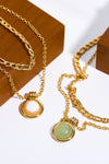 Copper 14K Gold-Plated Round Shape Aventurine Pendant Necklace Necklaces - Tophatter Daily Deals