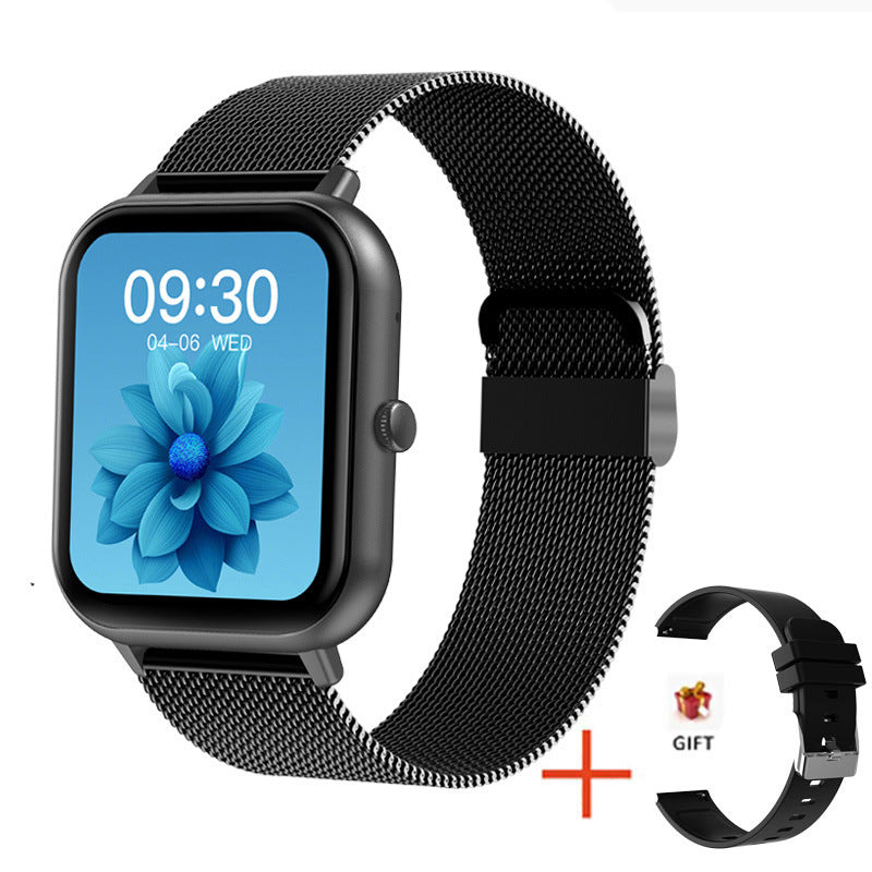 AI Voice Assistant Heart Rate Blood Pressure Blood Oxygen Sleep ZL54C Smart Watch Black Black Milan Steel 0 - Tophatter Daily Deals