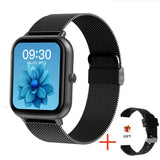 AI Voice Assistant Heart Rate Blood Pressure Blood Oxygen Sleep ZL54C Smart Watch Black Black Milan Steel 0 - Tophatter Daily Deals
