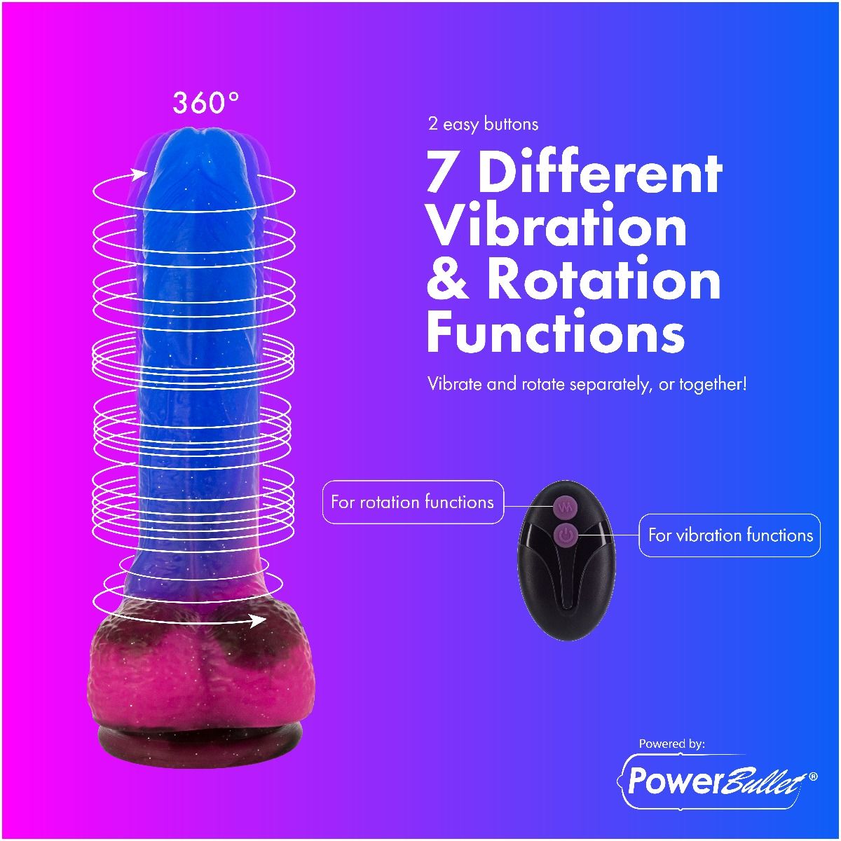 BMS PL Vibrating & Rotating Cosmic Dildo 7" with Remote Realistic Vibrating Dildo - Tophatter Daily Deals