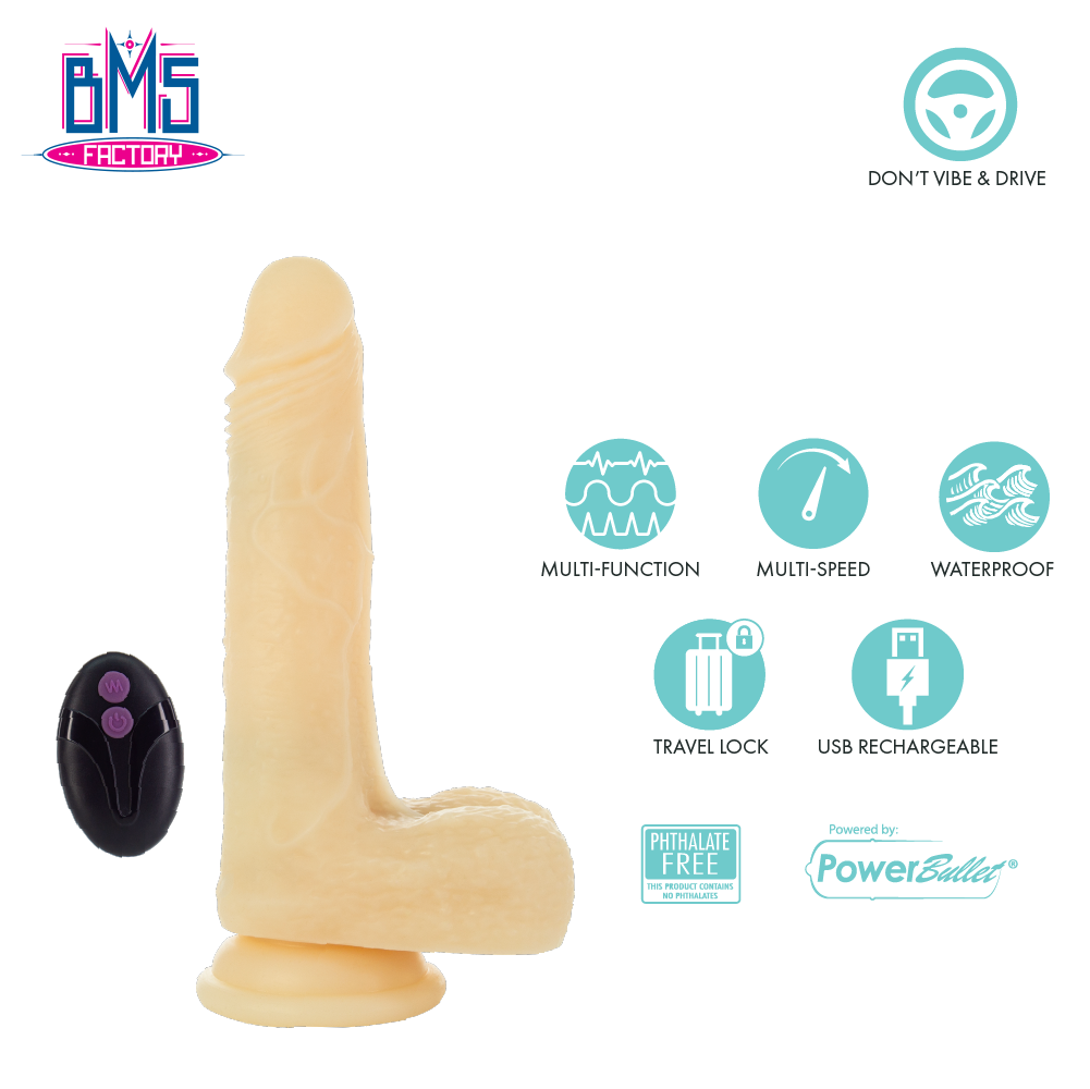 BMS PL Amazing Adam Vibrating & Rotating Ivory Dildo 7" with Remote Realistic Vibrating Dildo - Tophatter Daily Deals