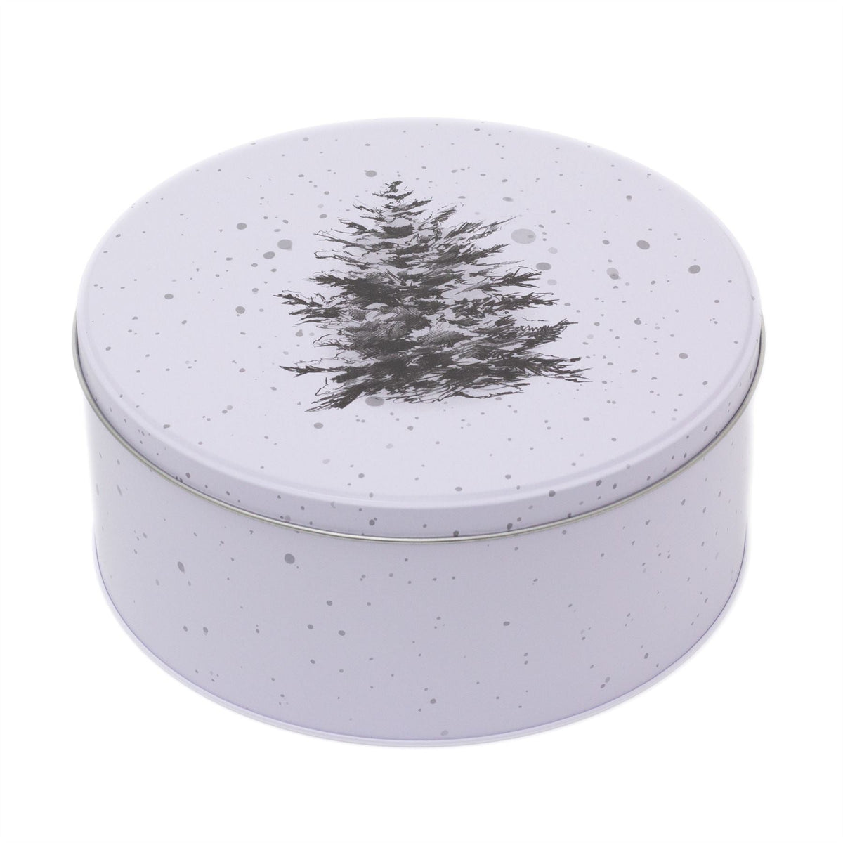 White Round Christmas Storage Tin | Festive Cookie Tin Fairy Cake Baking Tin Tin - Tophatter Daily Deals