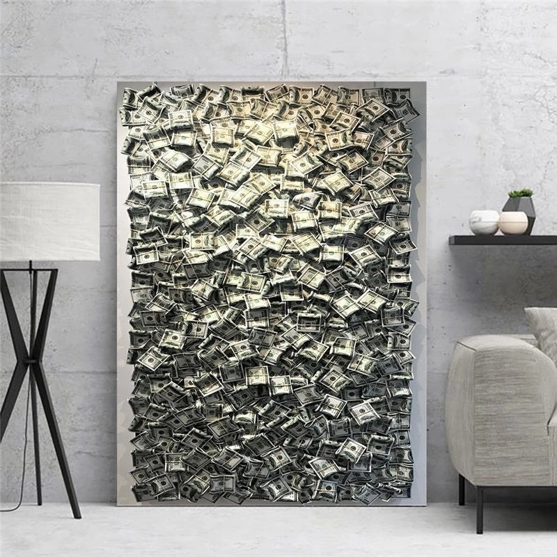 Art HD Money Abstract Funny Poster Gift Home Decor Canvas Painting A 0 - Tophatter Daily Deals