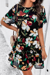 Printed Tiered Round Neck Mini Dress Casual Dresses - Tophatter Daily Deals