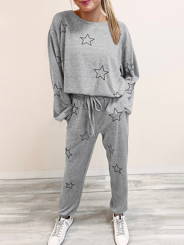 Star Print Long Sleeve Top and Pants Lounge Set - Tophatter Deals and Online Shopping - Electronics, Jewelry, Beauty, Health, Gadgets, Fashion - Tophatter's Discounts & Offers - tophatters