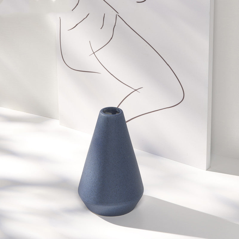 Blue Nordic Mediterranean Dry Flower Vase Living Room Simple Ceramic Creative Decoration Table Flower 0 - Tophatter Daily Deals