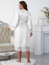 Scalloped Trim Tie-Waist Spliced Lace Robe Sleep Dresses - Tophatter Daily Deals