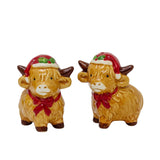 Christmas Highland Cow Salt & Pepper Shakers | Novelty Salt and Pepper Pots Salt and Pepper Shakers - Tophatter Daily Deals