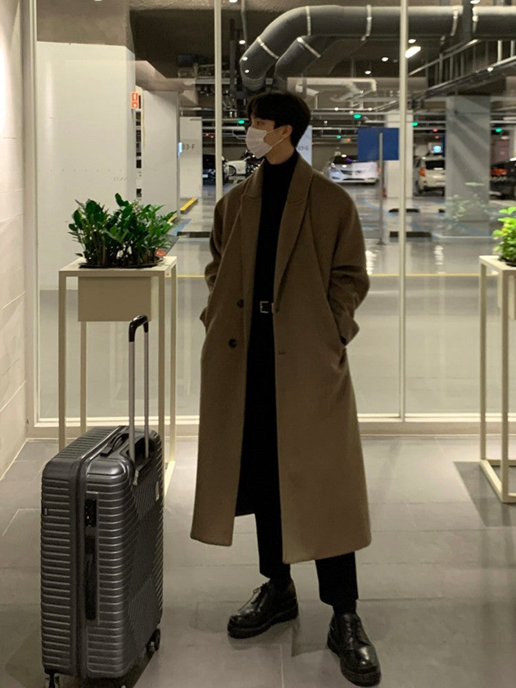 Warm Men's Trench Coat - Single-Breasted, Wool, Winter Coffee 3D Changing Face Moving Picture Frame - Tophatter Daily Deals