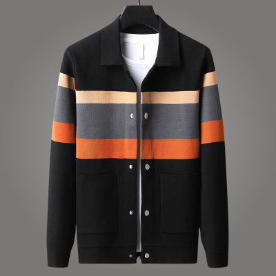Soft Mens Cardigan Jacket - Relaxed Lapel, Polyester Casual Orange Red 3D Changing Face Moving Picture Frame - Tophatter Daily Deals