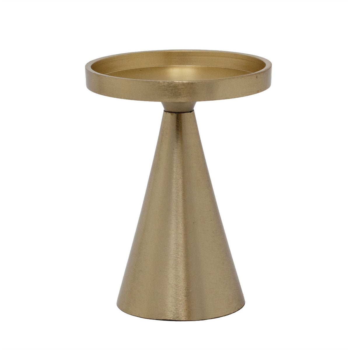 Gold Metal Candle Holder for Pillar Candles | Modern Brass Effect Candlestick Candle Holder - Tophatter Daily Deals