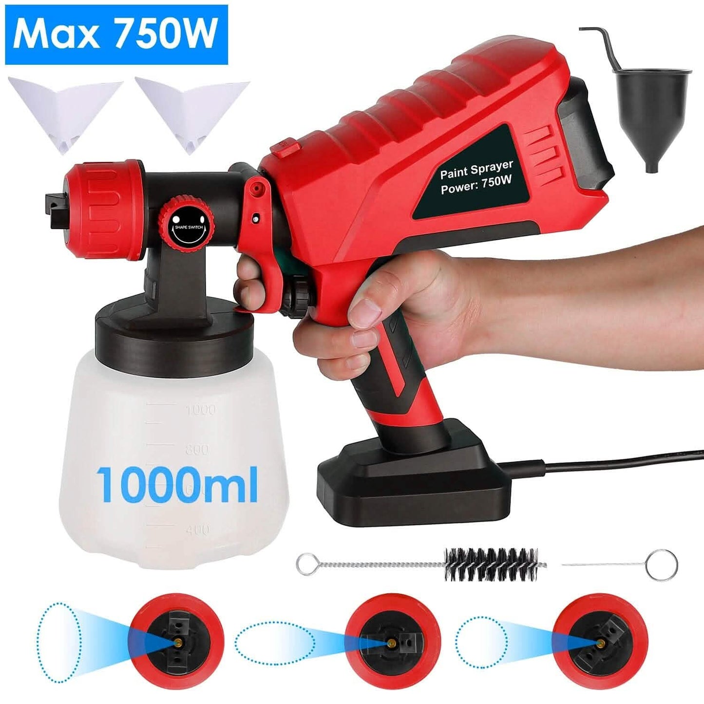 750W Electric Paint Sprayer Handheld with 3 Spray Patterns Home Improvement - Tophatter Daily Deals