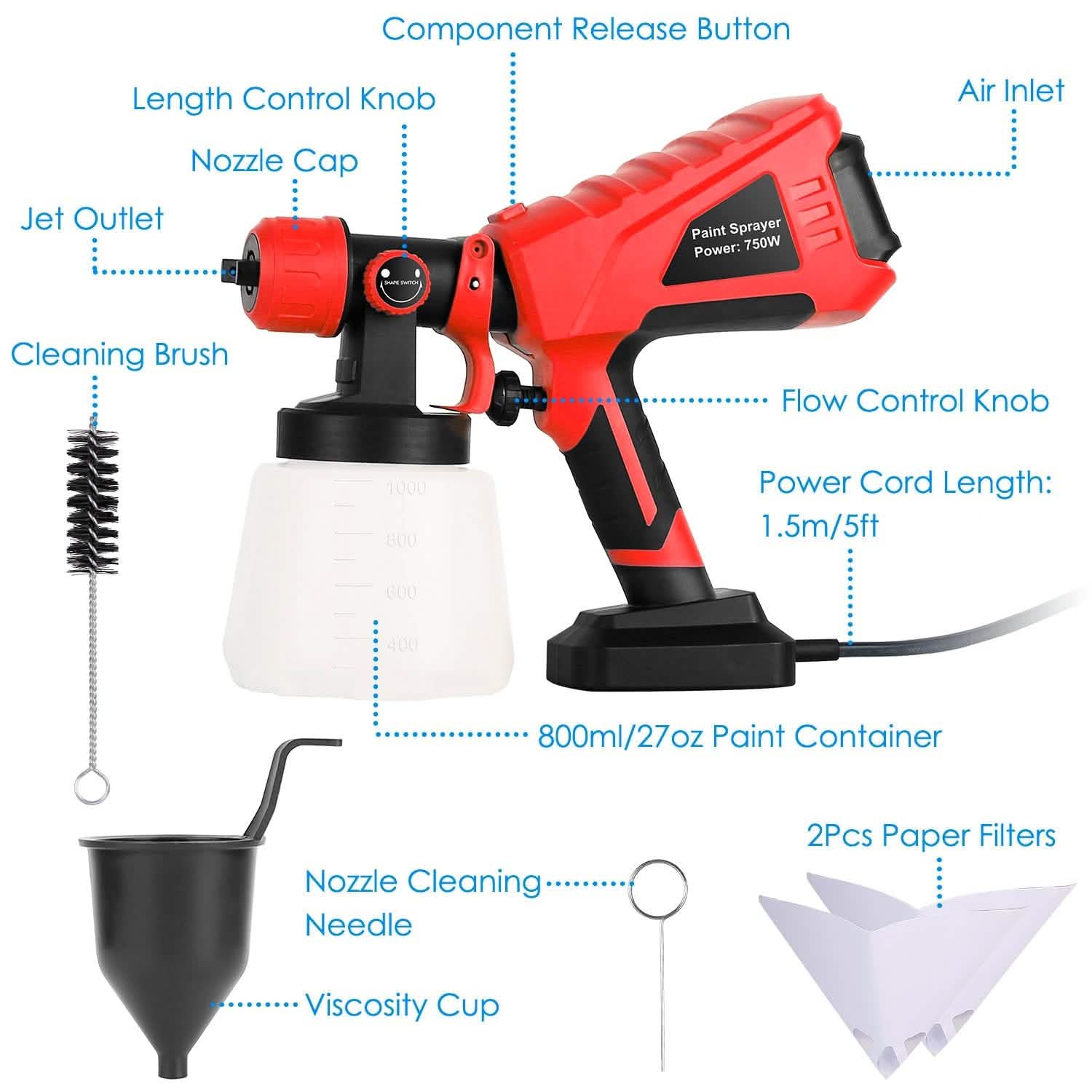 750W Electric Paint Sprayer Home Improvement - Tophatter Daily Deals