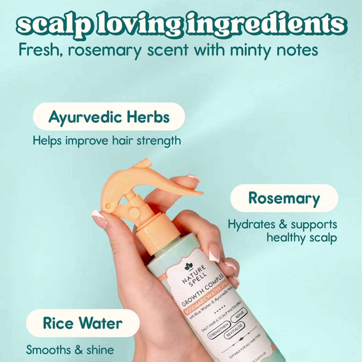 Nature Spell Growth Complex Rosemary Water Scalp Spray 150ml Spray - Tophatter Daily Deals