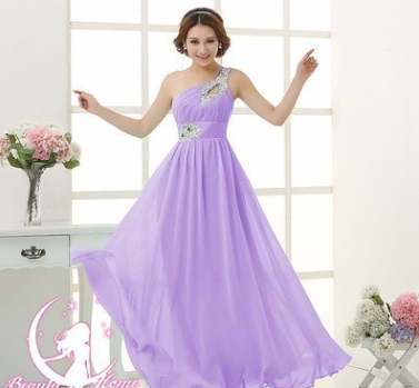 2021 speed selling wedding bridesmaid dress, banquet evening dress, single shoulder dinner party host, evening dress, banquet dress girl Purple 0 - Tophatter Daily Deals