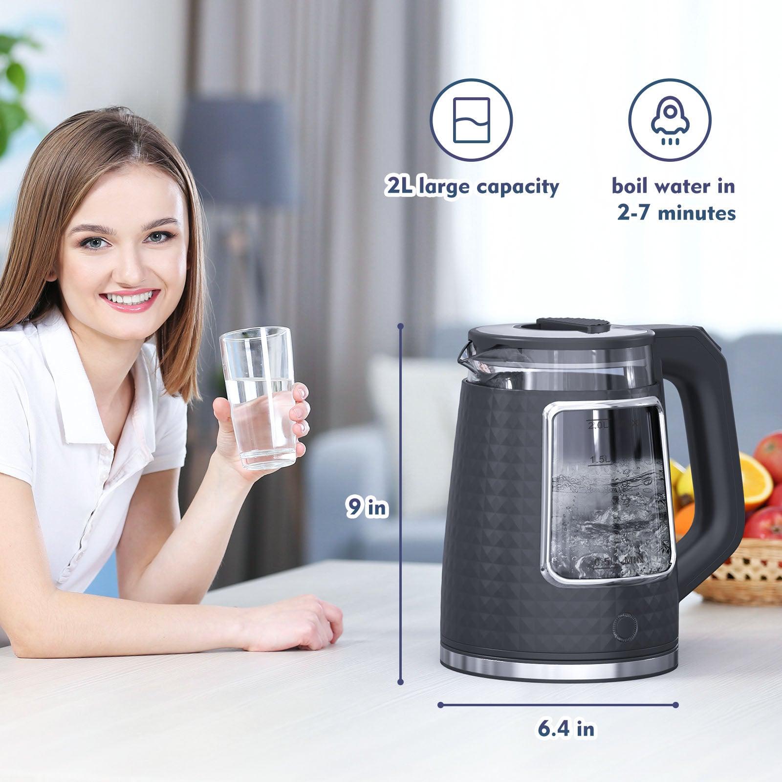 Stainless Steel Electric Tea Kettle - 2.0L Capacity, 1000W, Auto Shut-Off - Tophatter Daily Deals