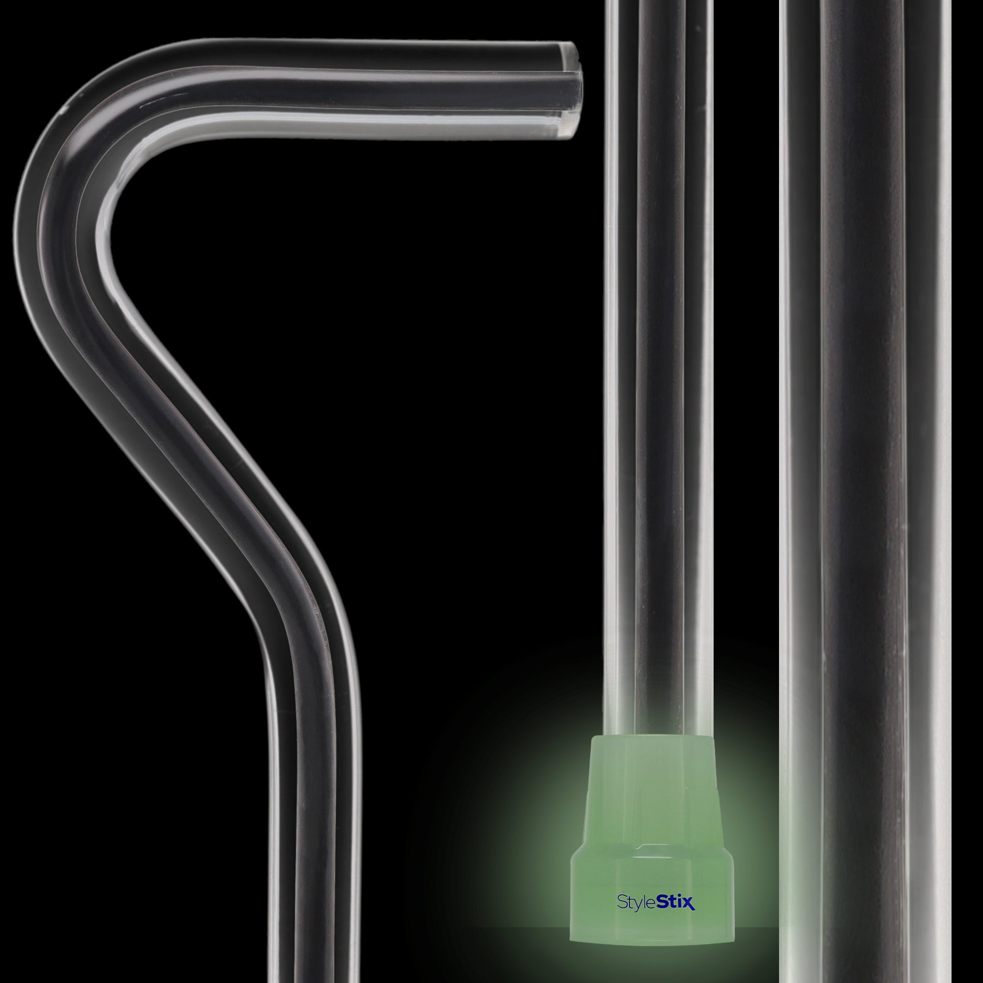 "The Obsidian Streak" Cane: Black Line in Invisible Shaft Clear Lucite Walking Canes - Tophatter Daily Deals
