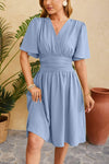 Ruched Surplice Short Sleeve Dress Casual Dresses - Tophatter Daily Deals