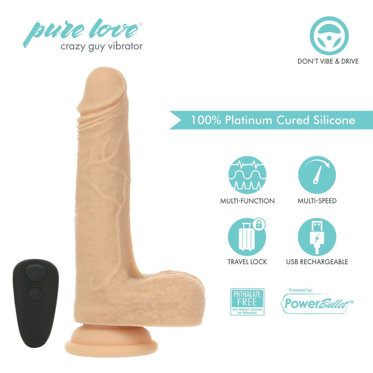 BMS PL Crazy Guy Thrusting, Vibrating & Rotating Ivory Dildo 7" with Remote Realistic Vibrating Dildo - Tophatter Daily Deals