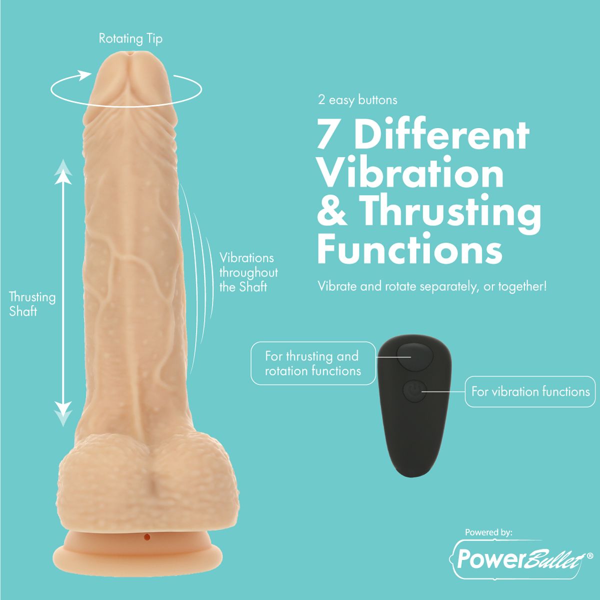 BMS PL Crazy Guy Thrusting, Vibrating & Rotating Ivory Dildo 7" with Remote Realistic Vibrating Dildo - Tophatter Daily Deals