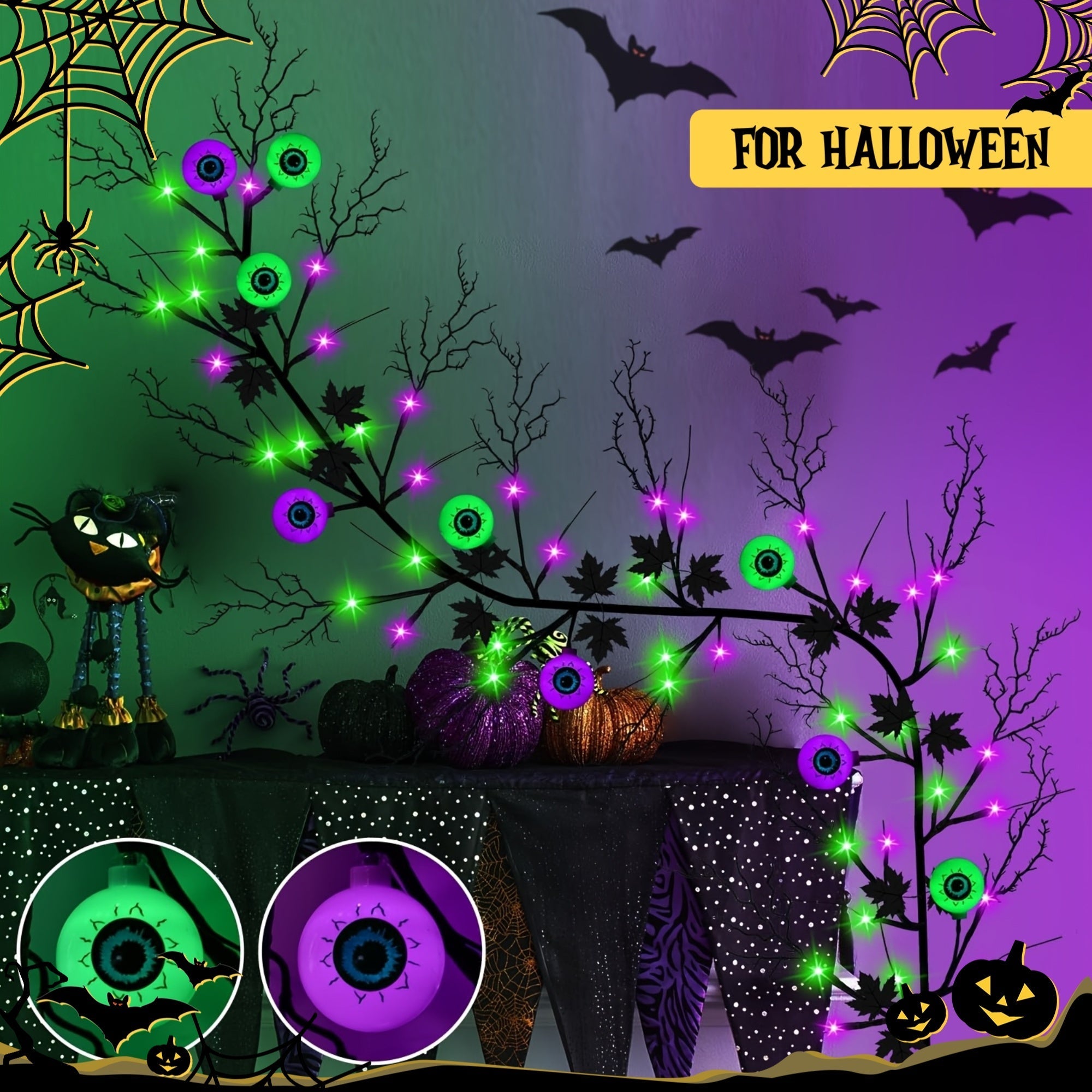 Halloween Willow Vine Garland with 54 LED Lights Halloween - Tophatter Daily Deals