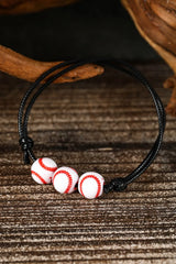 White Baseball Adjustable PU Leather Bracelet White ONE SIZE Acrylic Bracelets - Tophatter Daily Deals