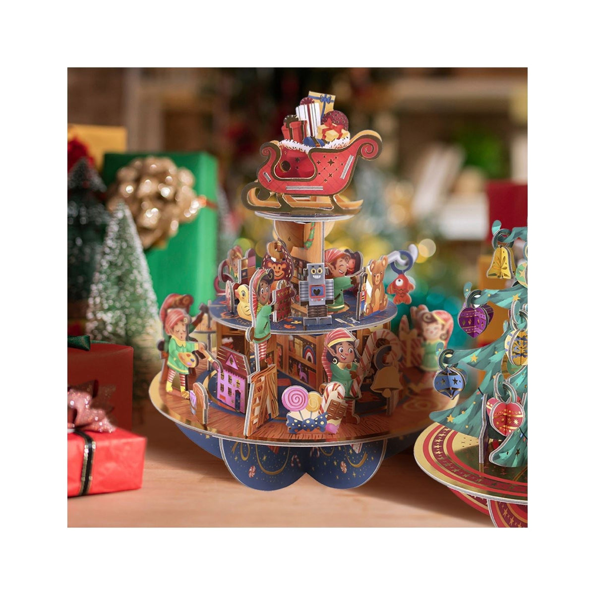 3D Elf Workshop Christmas Advent Calendar | Pop-Up Pirouette Countdown Calendar Advent Calendar - Tophatter Daily Deals