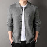 Warm Textured Men's Cardigan - Polo Lapel, Knit For Autumn 3D Changing Face Moving Picture Frame - Tophatter Daily Deals