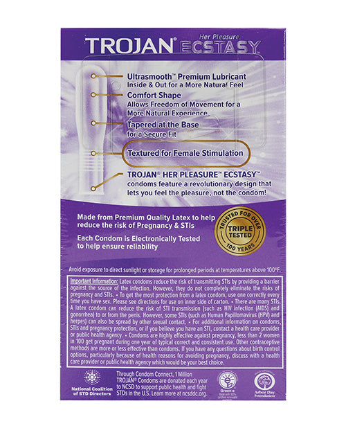 Trojan Her Pleasure Ecstasy Condoms - Box of 10 Condoms - Tophatter Daily Deals