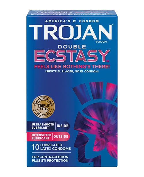 Trojan Double Ecstasy Condoms - Box of 10 Condoms - Tophatter Daily Deals