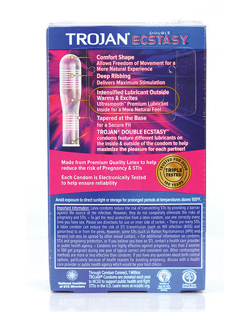Trojan Double Ecstasy Condoms - Box of 10 Condoms - Tophatter Daily Deals
