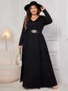 Plus Size Cutout V-Neck Long Sleeve Maxi Dress Casual Dresses - Tophatter Daily Deals