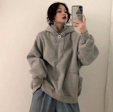 Oversized Cozy Womens Hoodie - Mid Length Fleece Winter Gray 3D Changing Face Moving Picture Frame - Tophatter Daily Deals