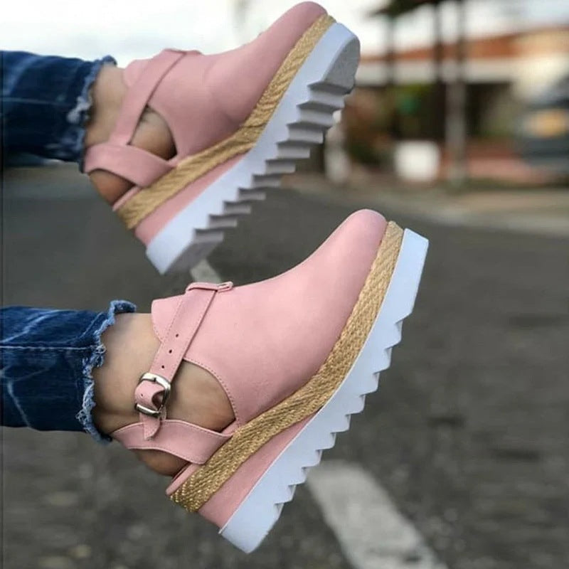 Baotou wedge sandals women's shoes Roman women Pink 0 - Tophatter Daily Deals
