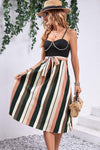 Tied Striped Spaghetti Strap Dress Casual Dresses - Tophatter Daily Deals