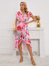 Ruffled Tied Floral Surplice Dress Casual Dresses - Tophatter Daily Deals