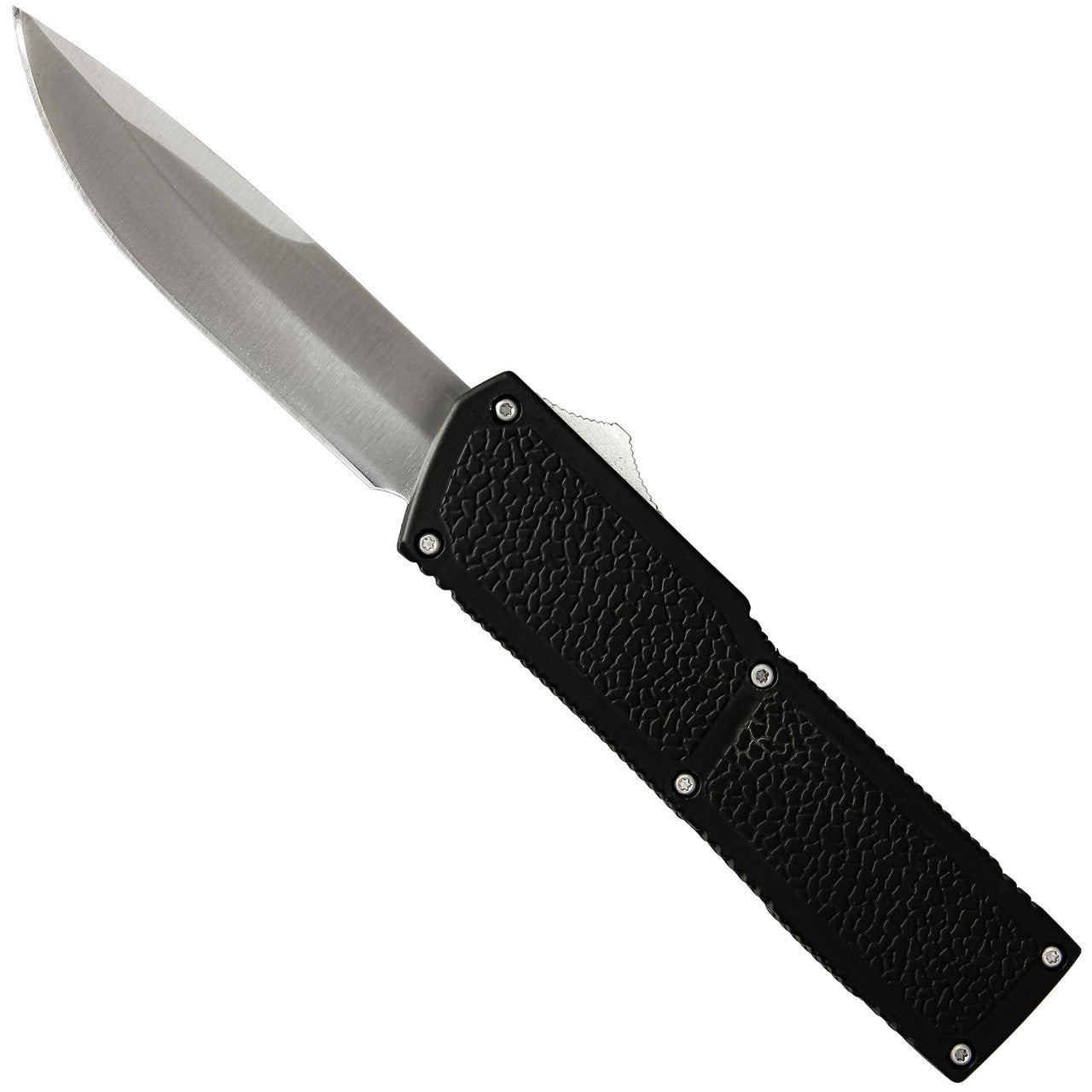 7.75" Steel Shadow Automatic Black Textured Out the Front Drop Point OTF Knife - TOPHATTER'S ARMORY DEALS Collectible Weapons - Tophatter Daily Deals