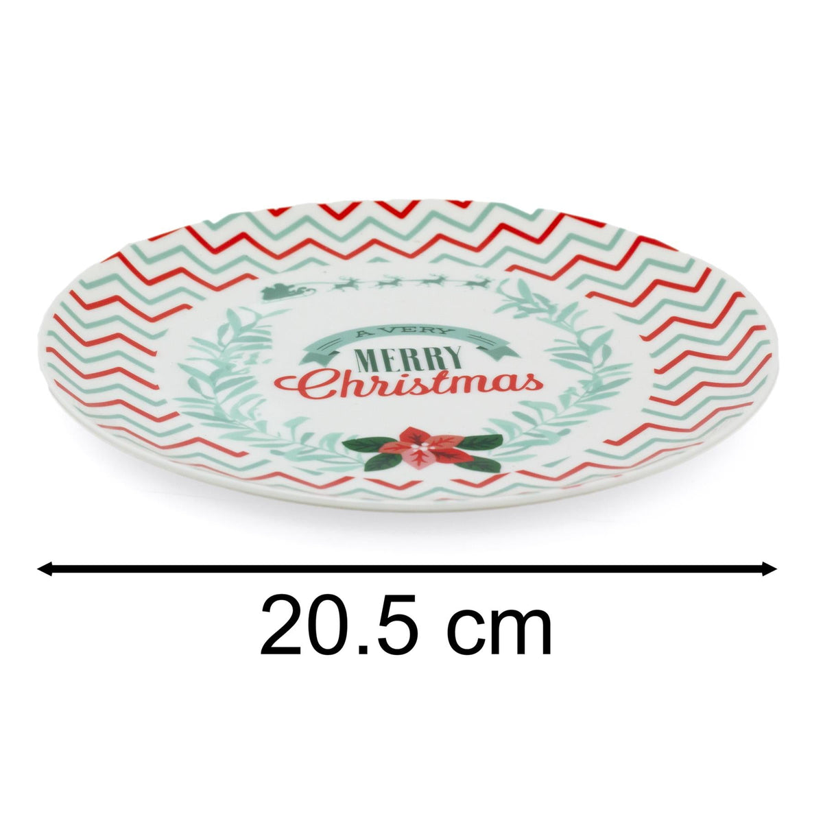 Set of 4 Christmas Ceramic Plates | Fun Festive Design for Snacks, Desserts & Santa’s Treats | Bright Christmas Tableware - 20cm Plate - Tophatter Daily Deals