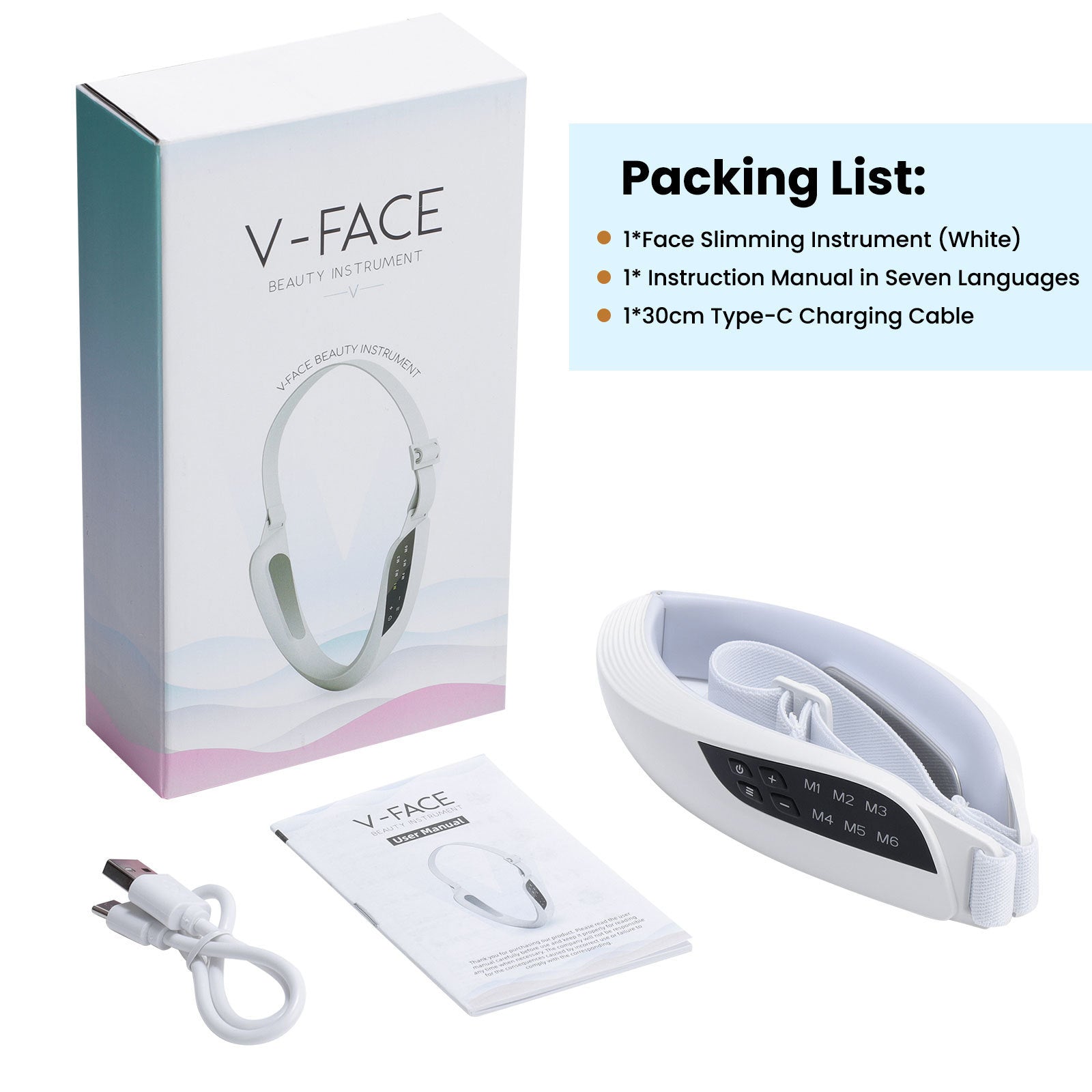 6-Mode 8-speed Micro-current EMS Face Slimming Device V-type White 0 - Tophatter Daily Deals