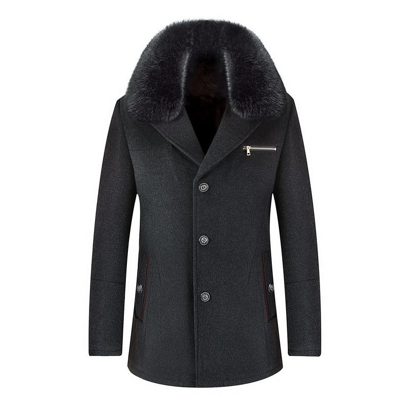 Warm Classic Men's Coat - Single-Breasted, Polyester 3D Changing Face Moving Picture Frame - Tophatter Daily Deals
