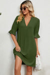 Notched Flounce Sleeve Mini Dress Casual Dresses - Tophatter Daily Deals