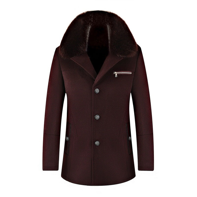 Warm Classic Men's Coat - Single-Breasted, Polyester Claret 3D Changing Face Moving Picture Frame - Tophatter Daily Deals