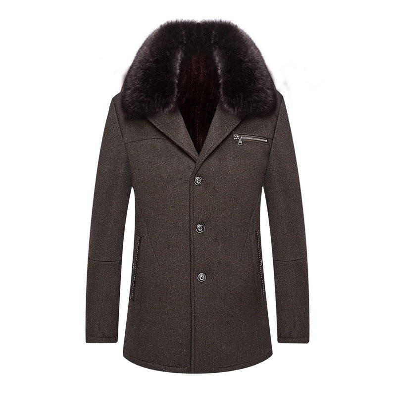 Warm Classic Men's Coat - Single-Breasted, Polyester Dark Grey 3D Changing Face Moving Picture Frame - Tophatter Daily Deals
