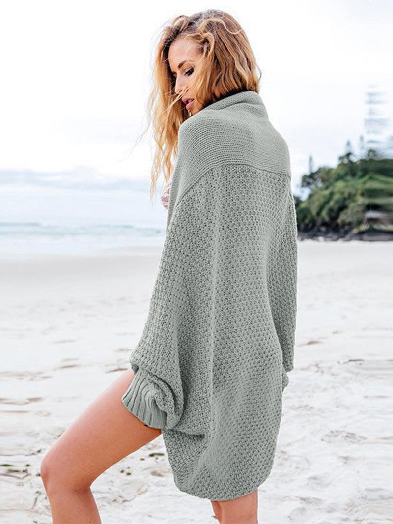 Bat Ssleeve Plus Size Knitted Cardigan Sweater Grey 0 - Tophatter Daily Deals