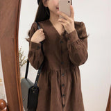 Buttoned Long Sleeve Plus Size Dress 0 - Tophatter Daily Deals