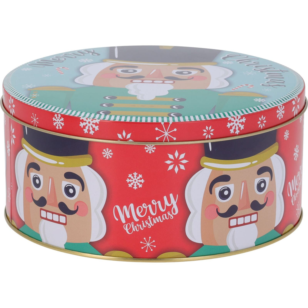 Set of 3 Christmas Storage Tins | 3-piece Nutcracker Round Kitchen Nesting Tins Biscuit Tin - Tophatter Daily Deals