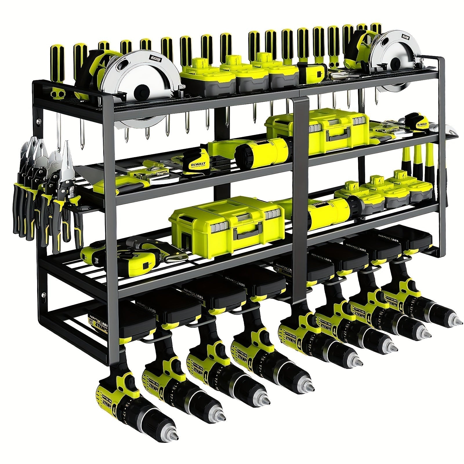 Wall Mounted 4-Tier Metal Tool Rack Organizer Tool Cabinets - Tophatter Daily Deals